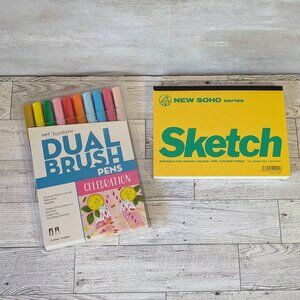 Tombow Dual Brush Pen Art Markers, 10-Pack + NEW SOHO Series Sketch pad